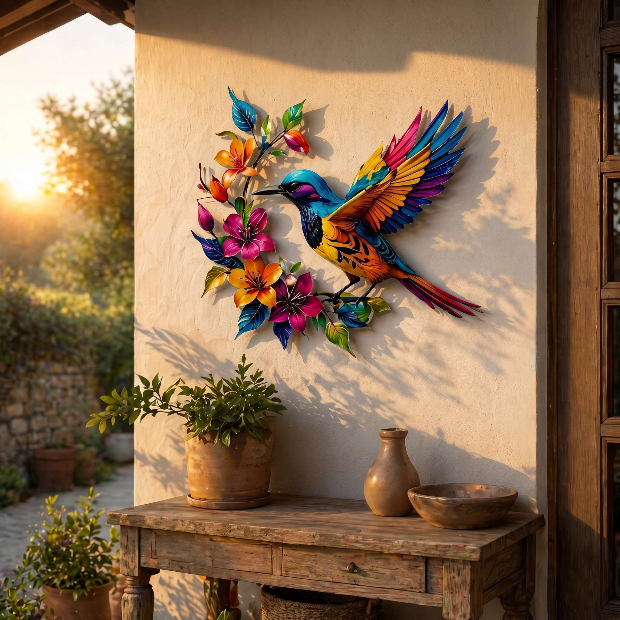Bloomfinch – Hand-Painted Metal Hummingbird Wall Art