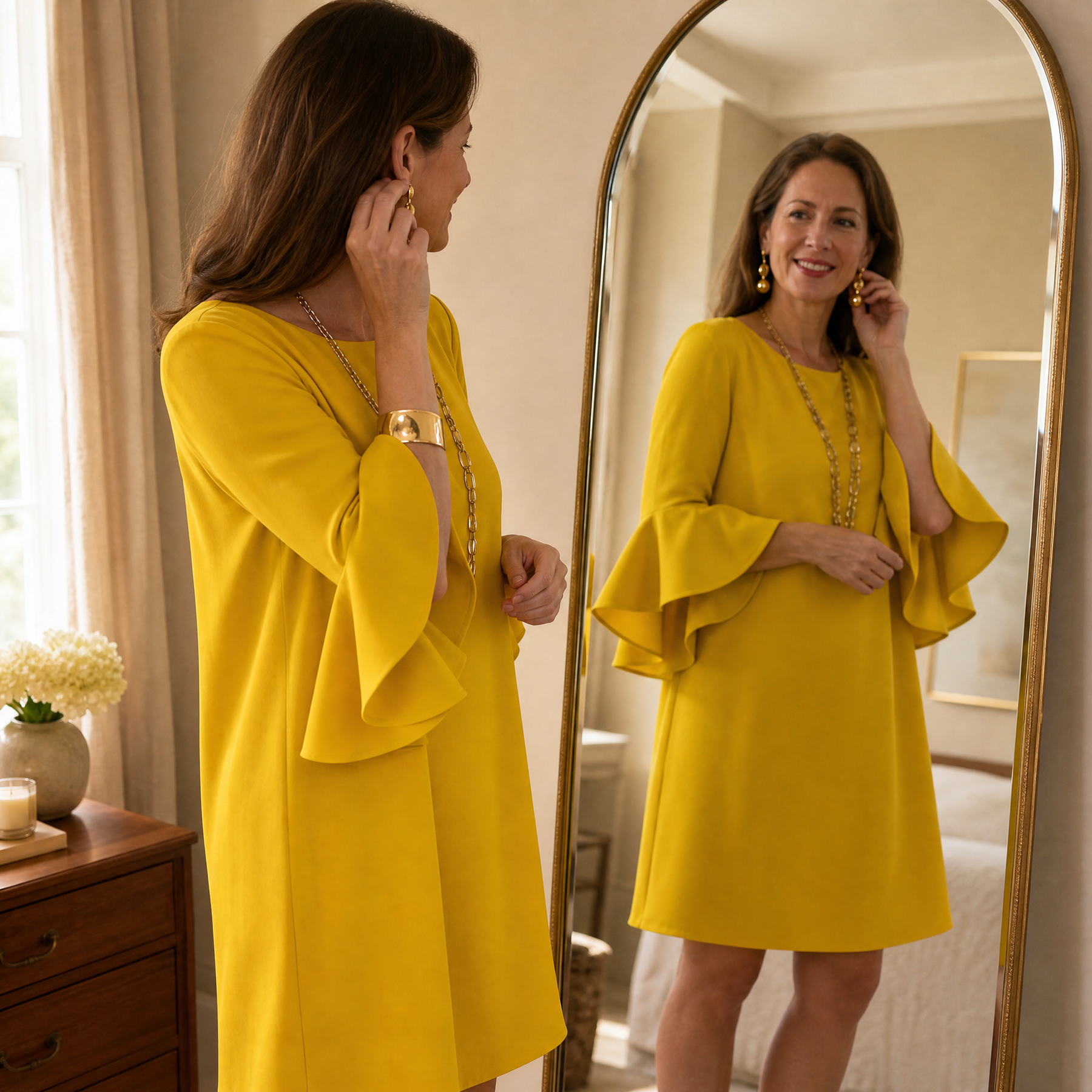 Hilaria – Women's Statement Bell Sleeve Mini Dress