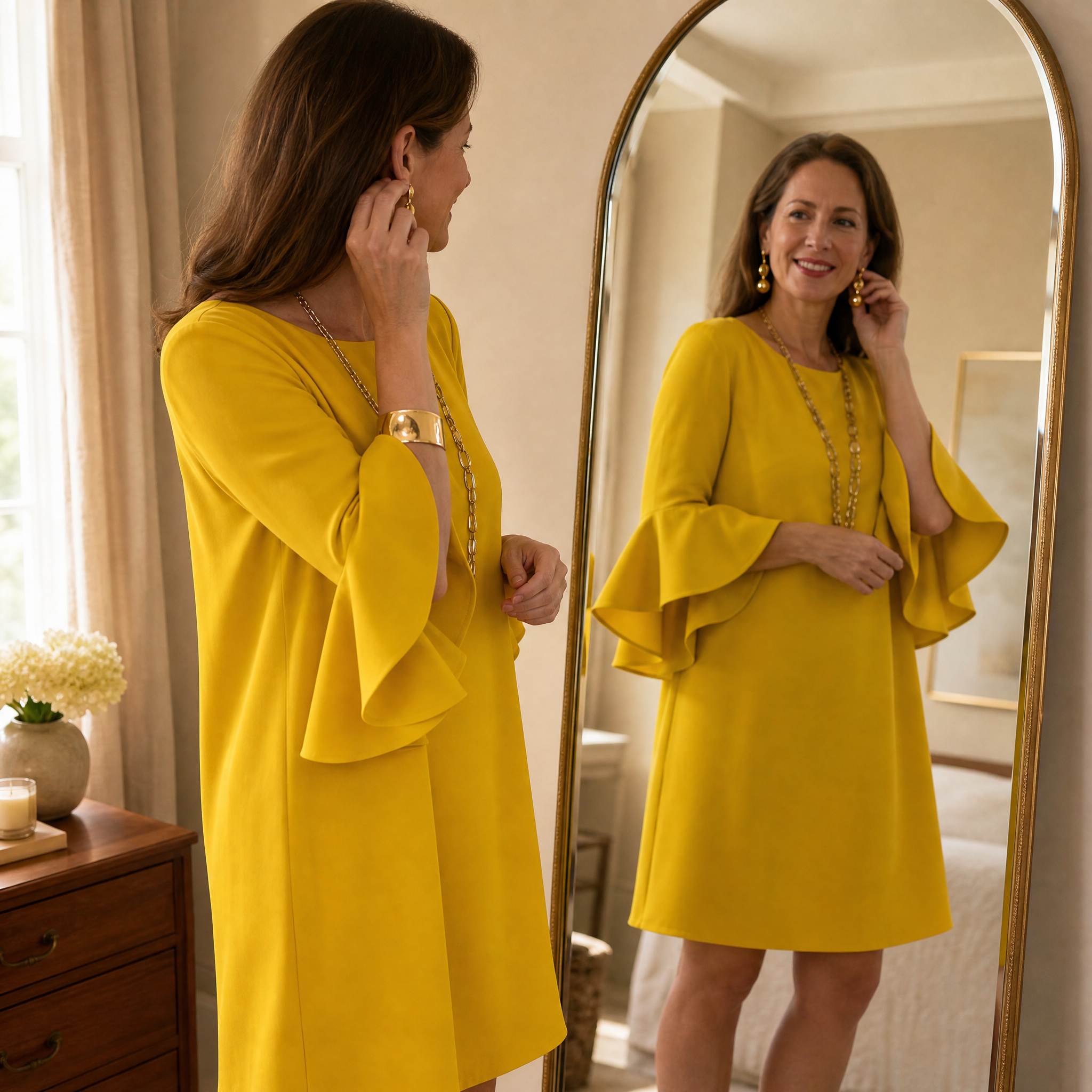 Hilaria – Women's Statement Bell Sleeve Mini Dress