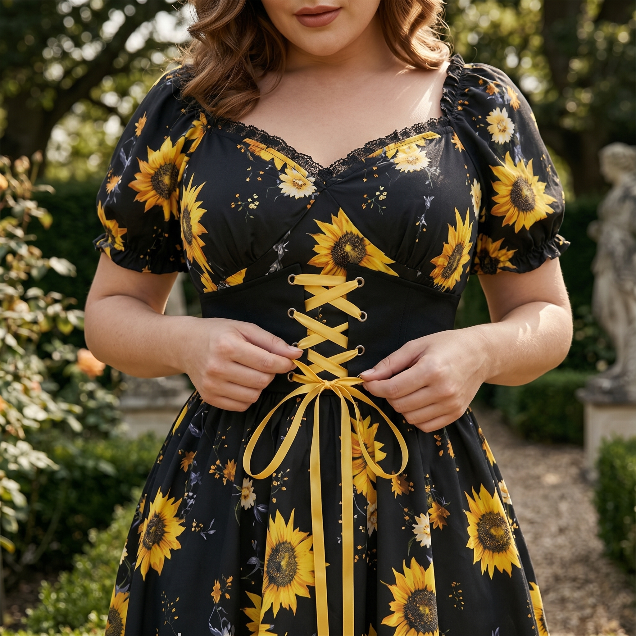 Florenza – Women's Sunflower Corset Midi Dress