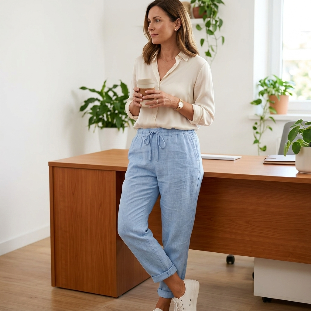 Lunara – Women's lightweight linen look summer pants