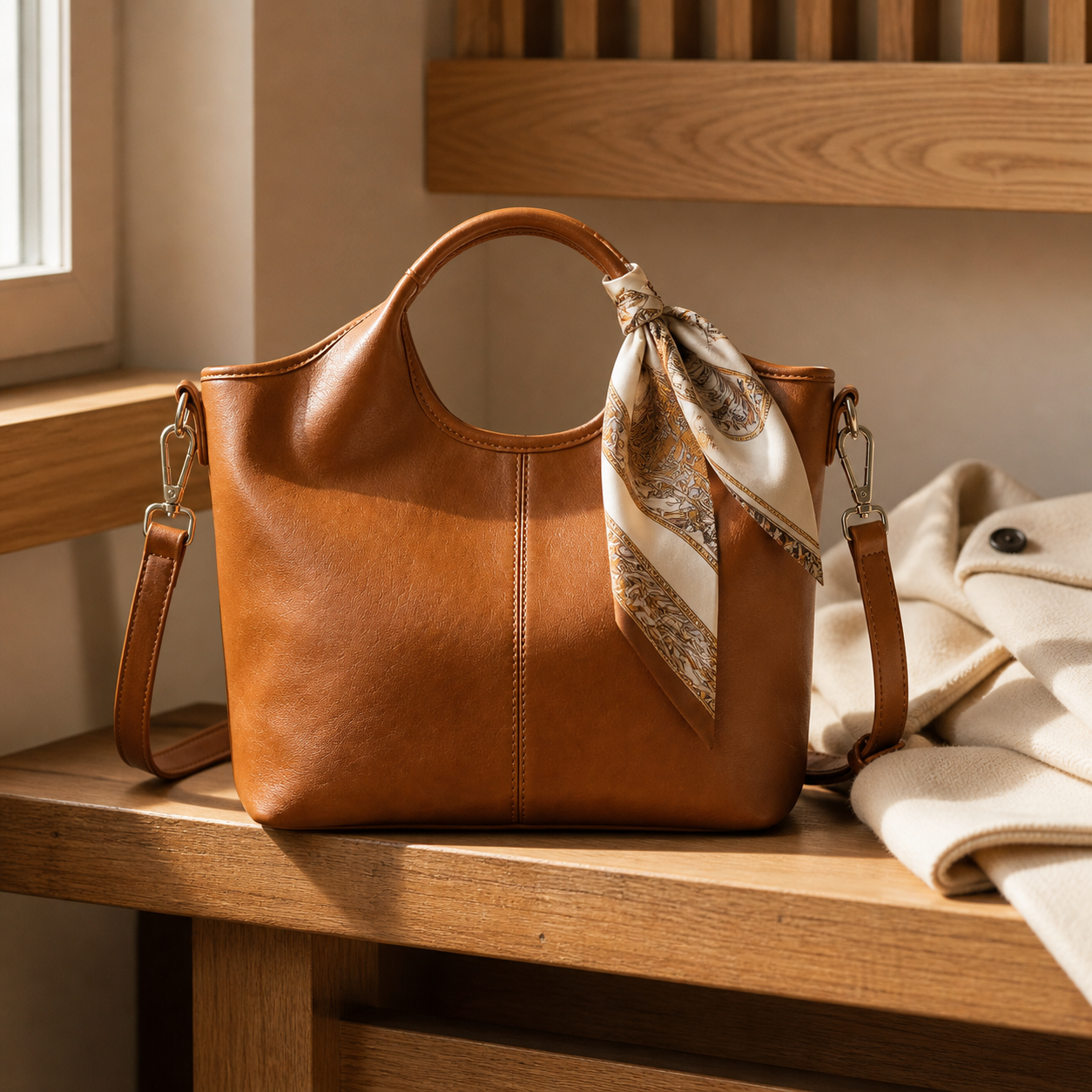 Halona – Sculpted Soft Leather Tote Bag