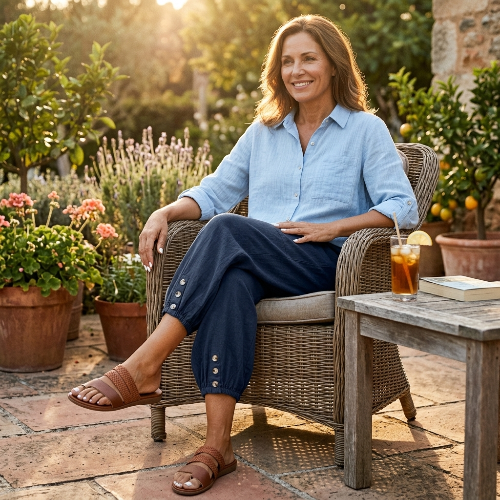 Brezia – Relaxed Fit Cotton Linen Capris for Women
