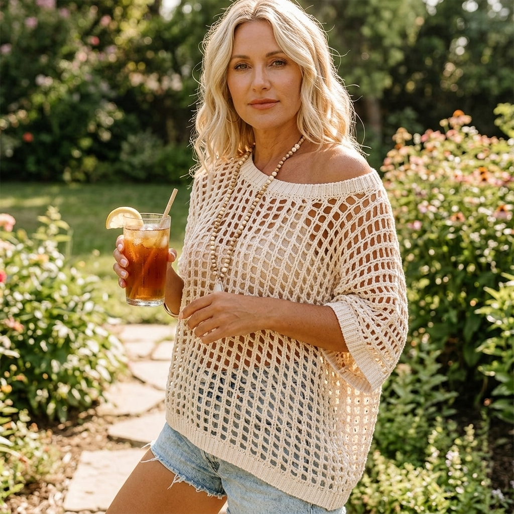 Aerela – Breezy Open Weave Knit Top