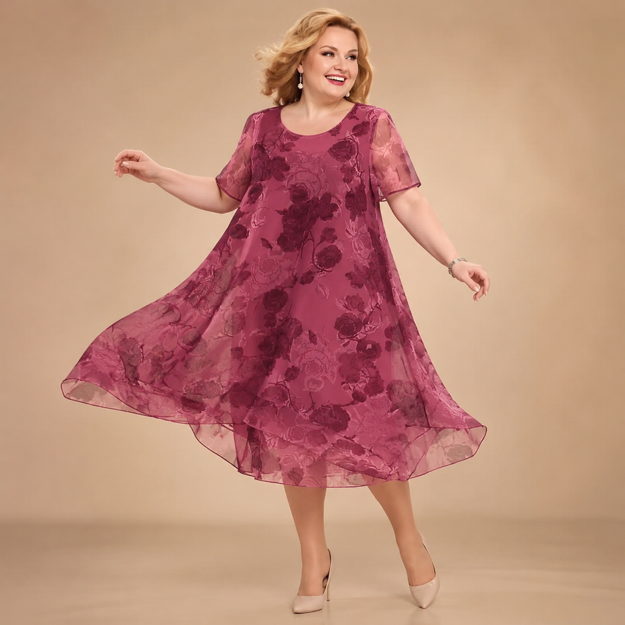 Florenza – Women's Layered Chiffon Floral Dress