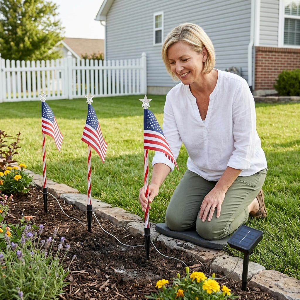 Glorimora – Solar American Flag Pathway Lights