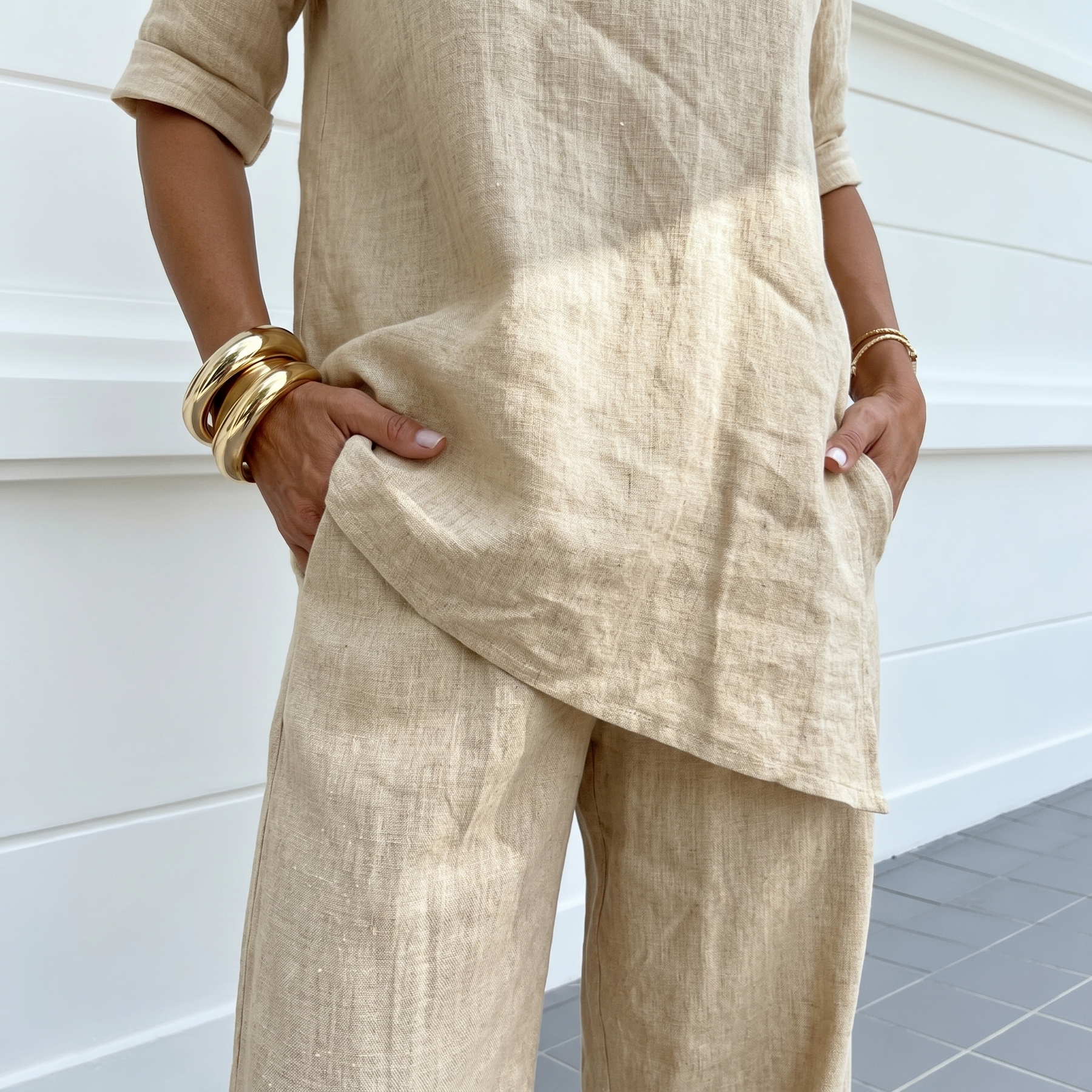 Lunara – Women's Asymmetric Linen Co-Ord Set