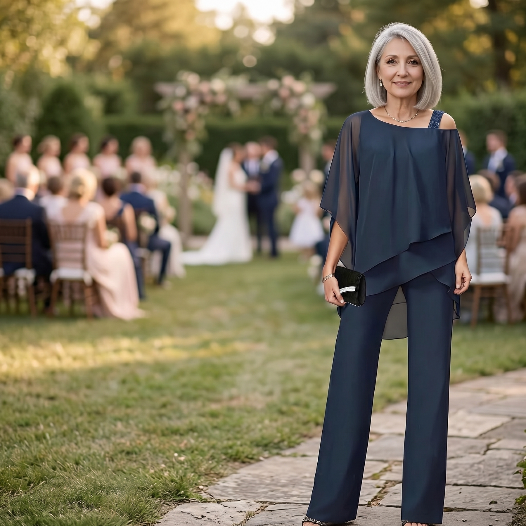Élora – Women's Asymmetric Chiffon Two-Piece Set