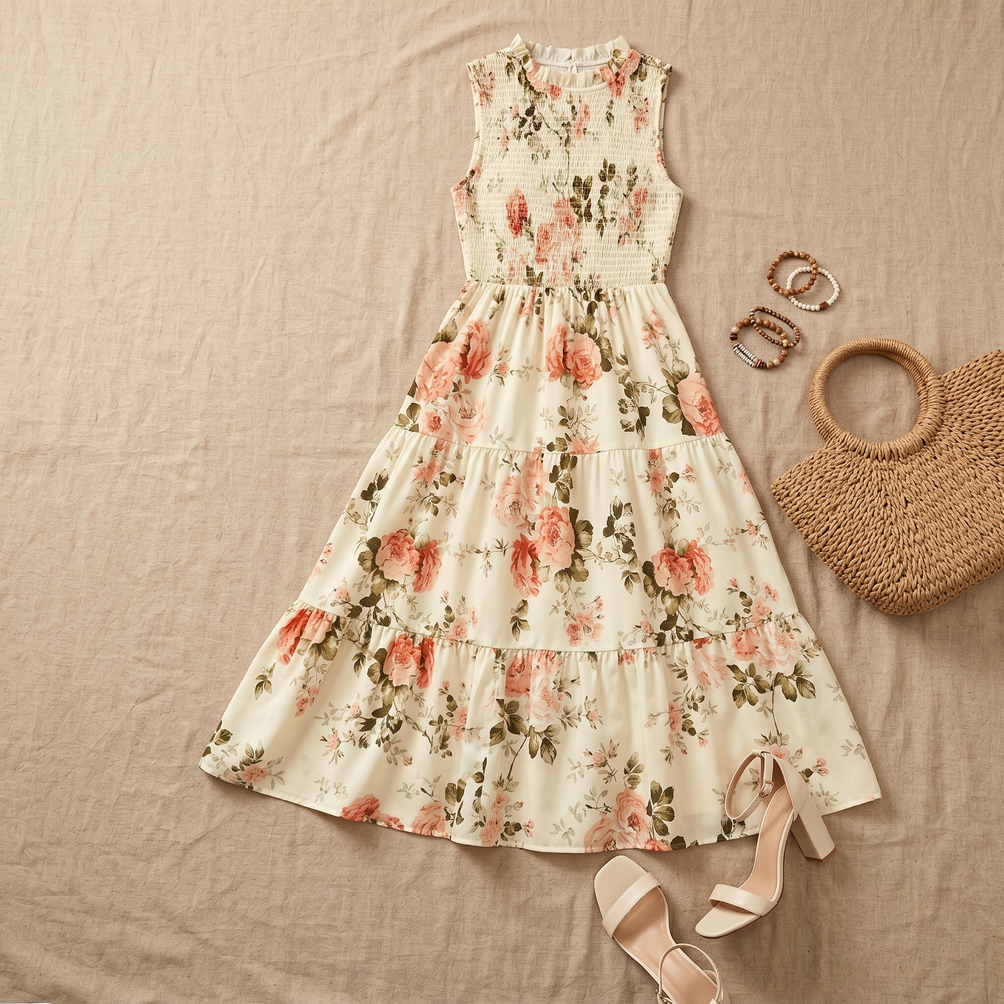 Florenza – Women's Smocked Floral Midi Dress