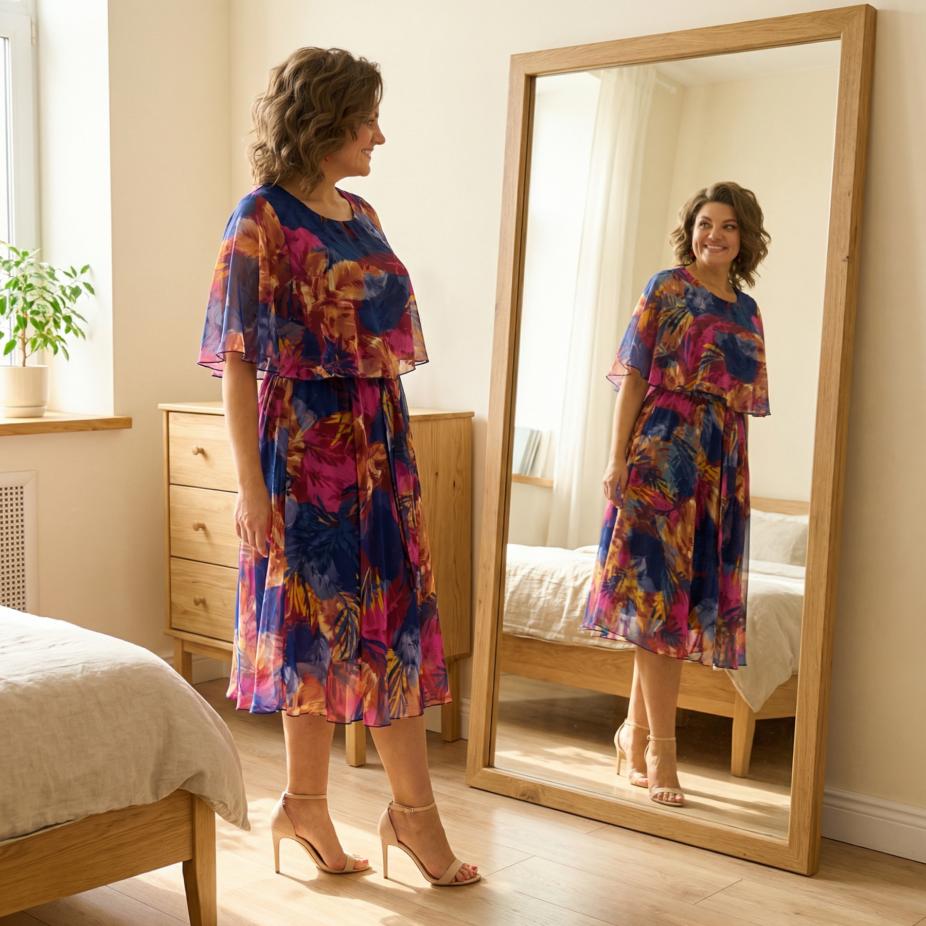 Floressa – Flowy Lined Chiffon Midi Dress