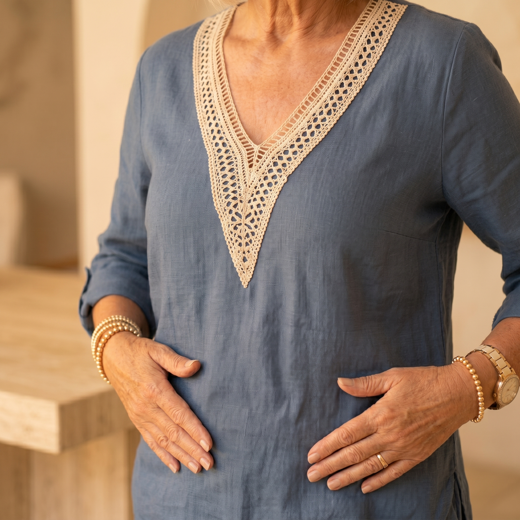 Linora – Women's Crochet V-Neck Two-Piece Set