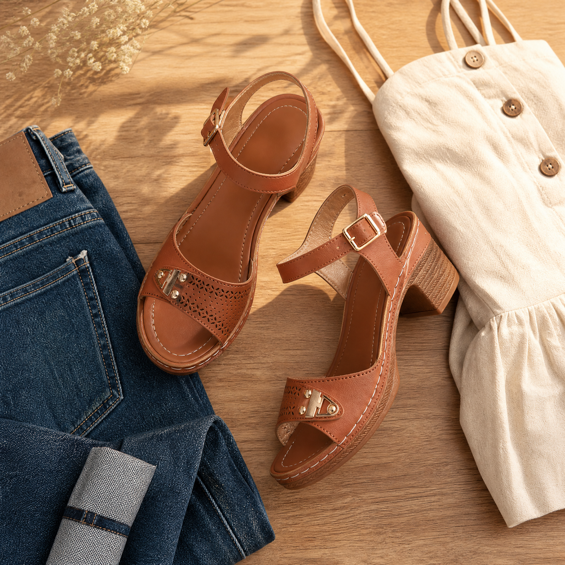 Luna – Cushioned Block Heel Sandals