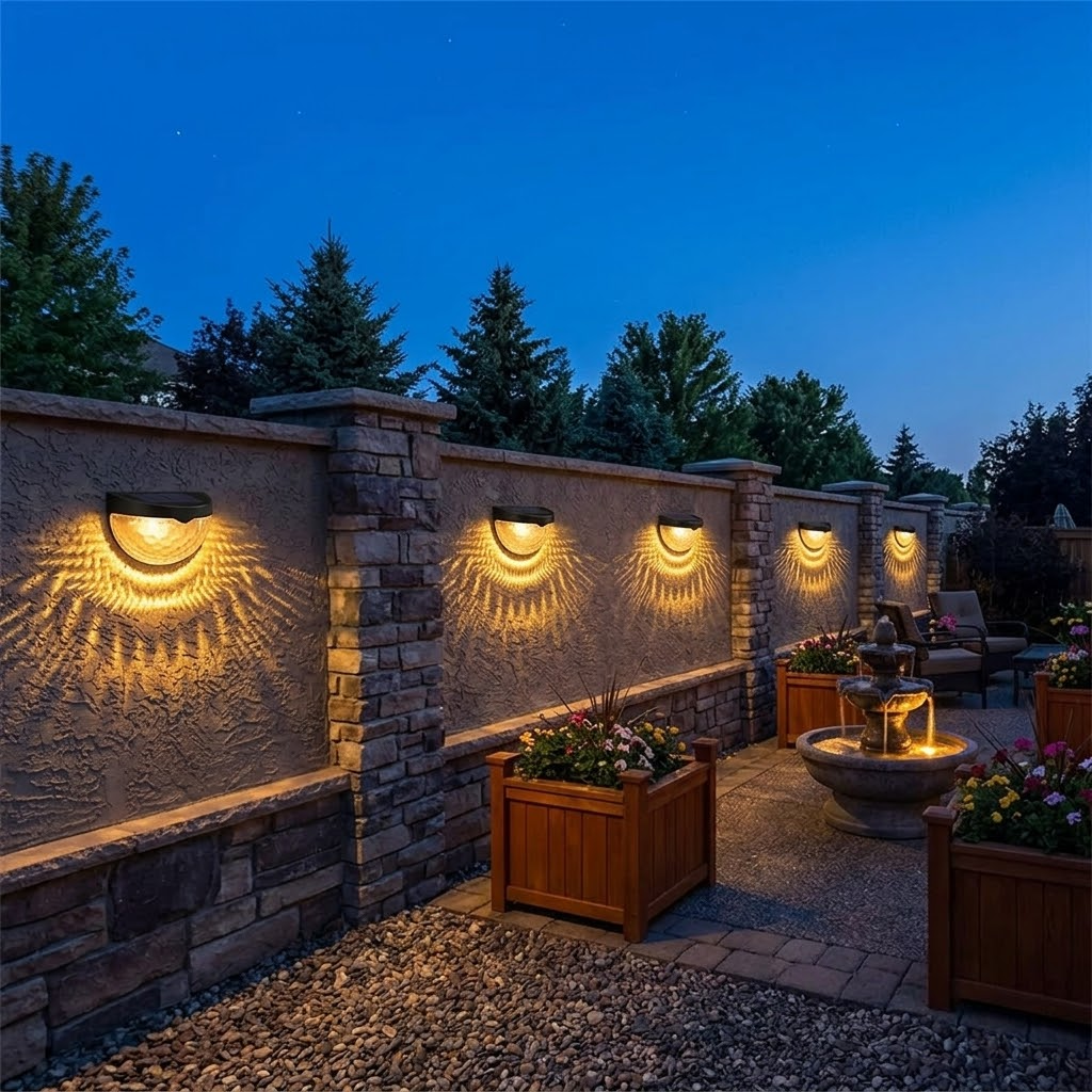 Lumora – Decorative Solar Fence Lights with Warm Scallop Glow (6-Pack)