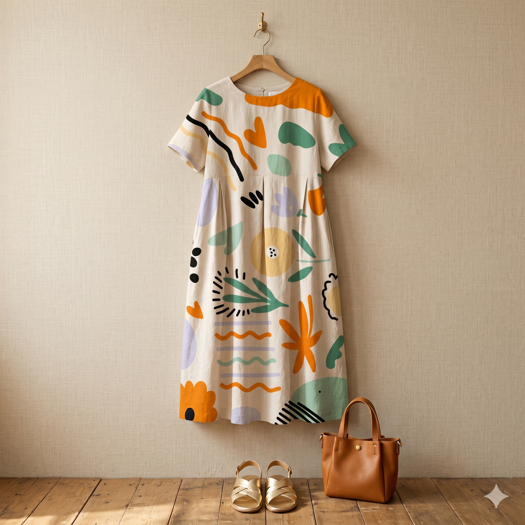 Luna – Women's Artsy Print Plus-Size Midi Dress
