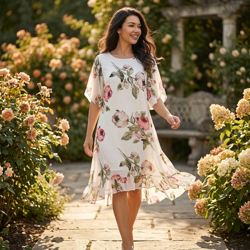 Floressa – Women's Floral Chiffon Midi Dress