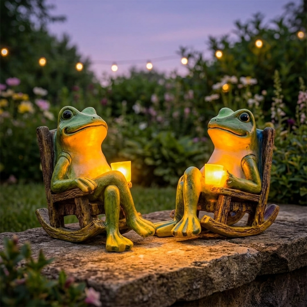 Glowfrog - Glowing Garden Frog in Rocking Chair