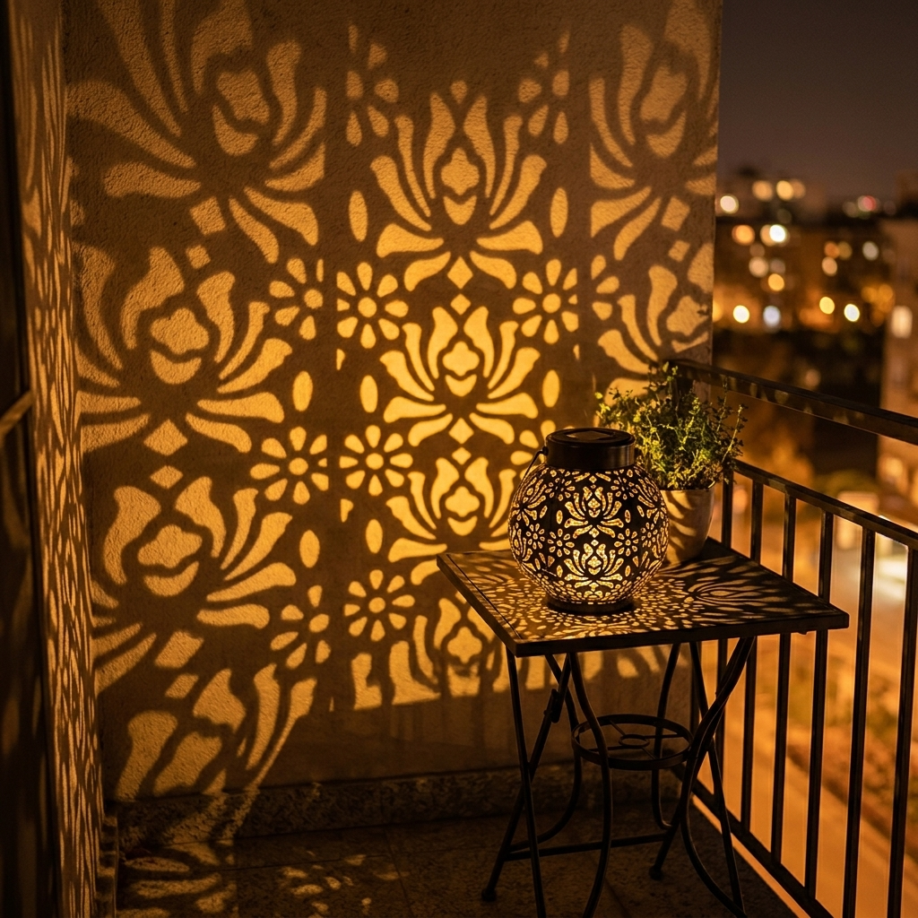 Lumivine – Solar Hanging Lantern with Floral Shadow Art
