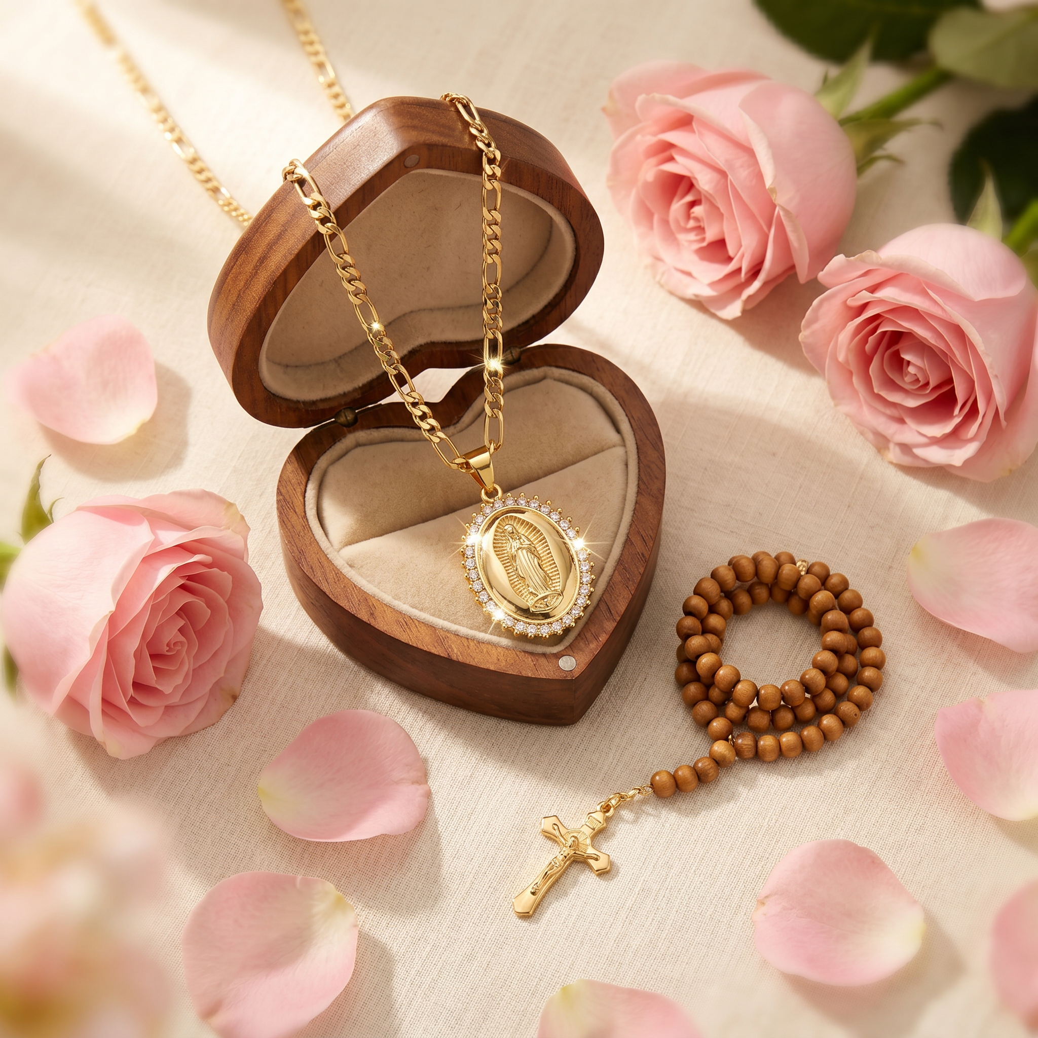 Aluminé – Virgen de Guadalupe Gold Medallion Necklace