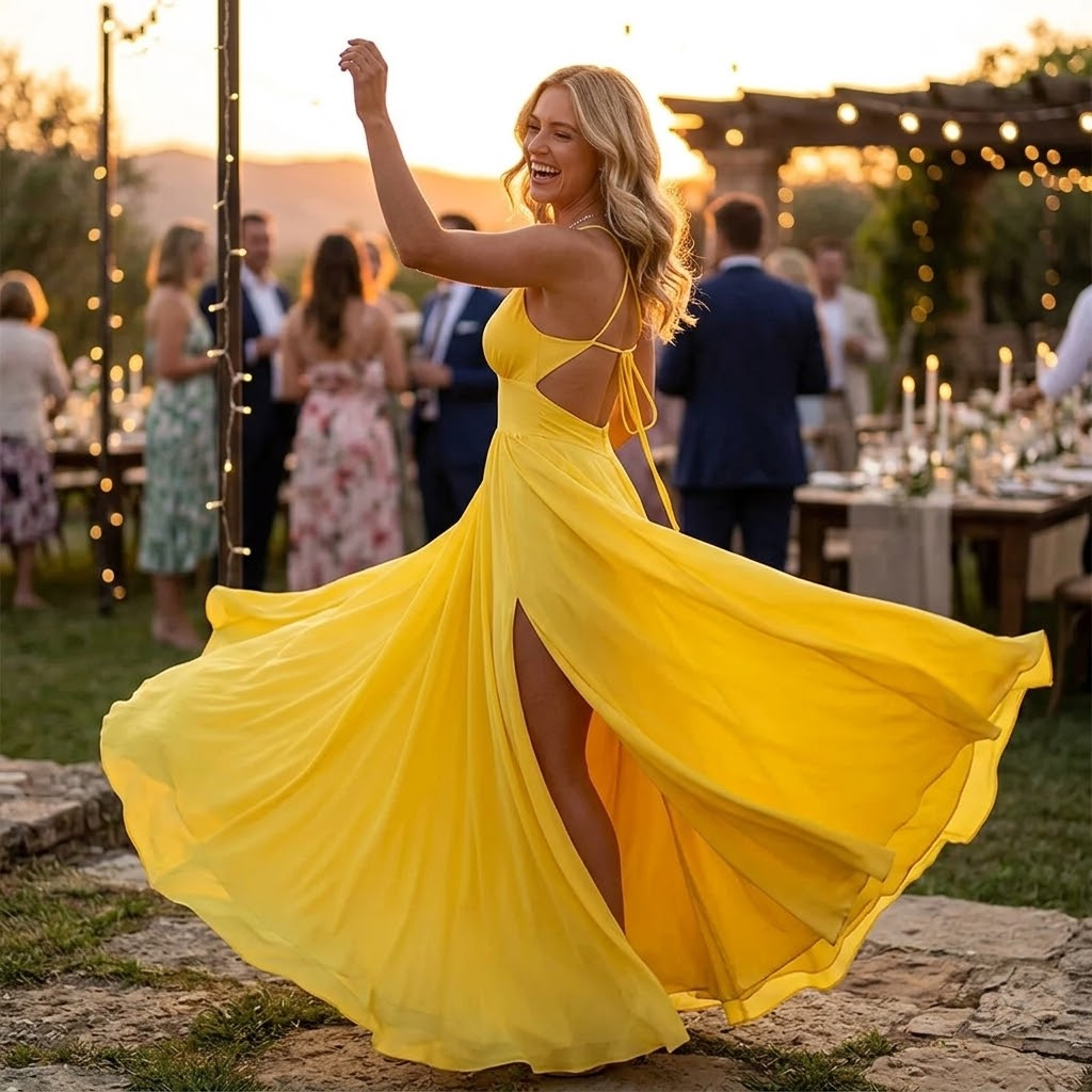 Florenza – Women's Flowing V-Neck Maxi Dress