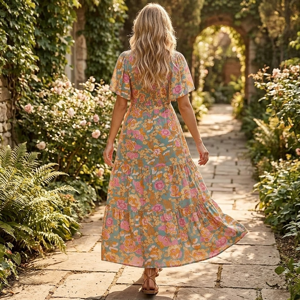 Florenza – Smocked Floral Maxi Dress for Spring