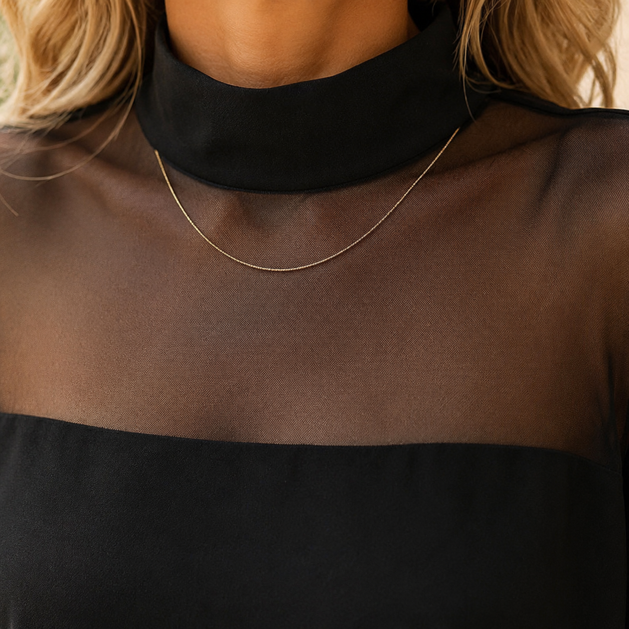 Florenza – Women's Mesh Yoke Batwing Blouse