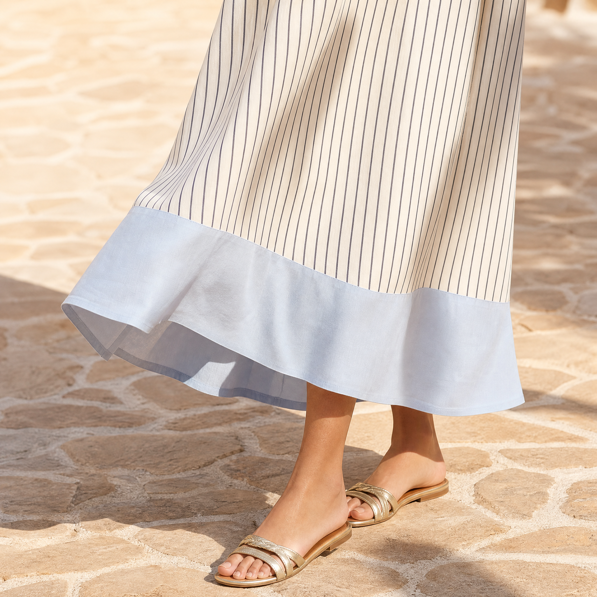 Florene – Women's Lightweight Striped Midi Dress