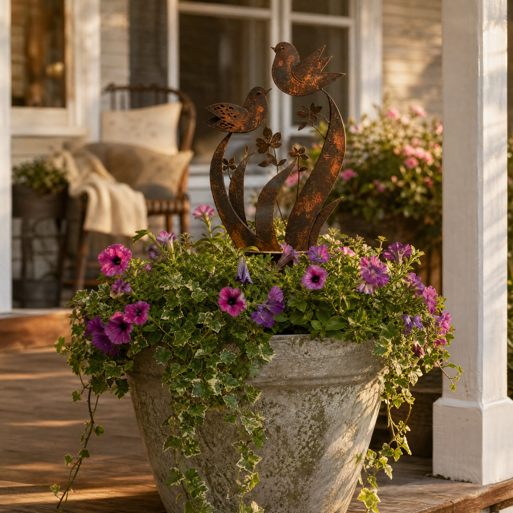Lark & Iron – Rustic Bird & Wildflower Garden Stake