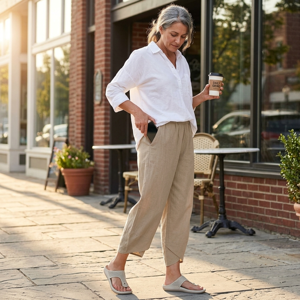 Brezia – Women's Asymmetric Linen Blend Cropped Pants