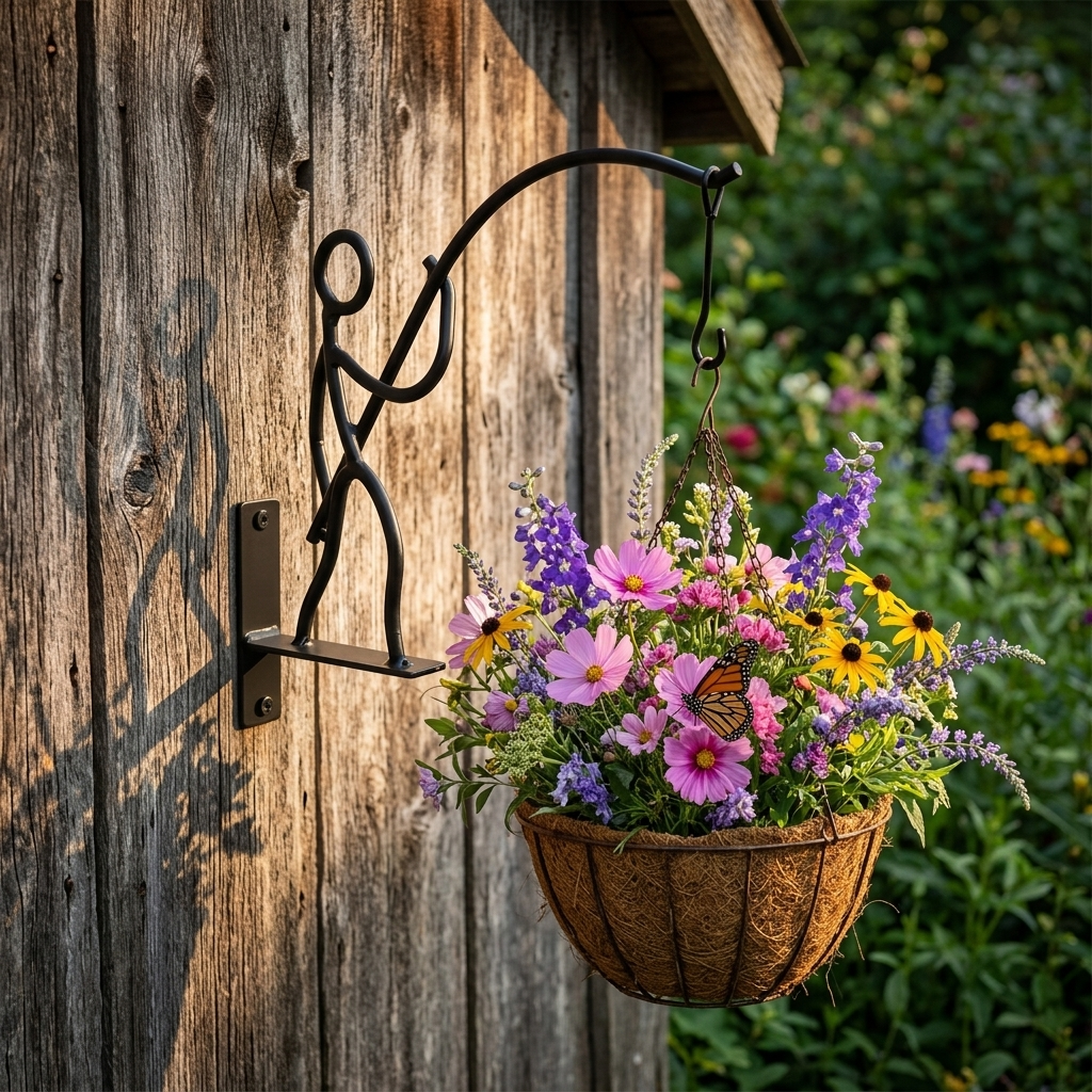 Ironley – Hand-Forged Iron Fisherman Garden Bracket