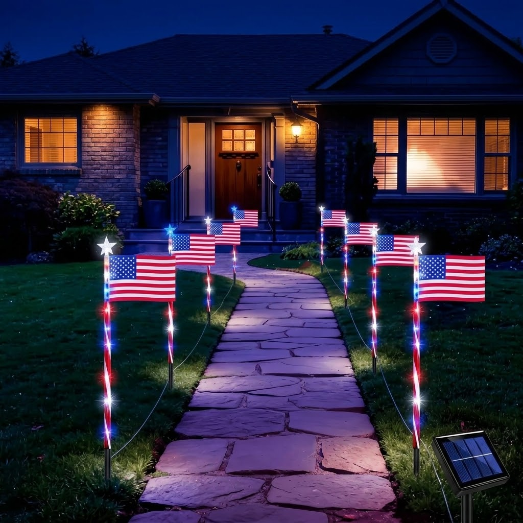 Glorimora – Solar American Flag Pathway Lights