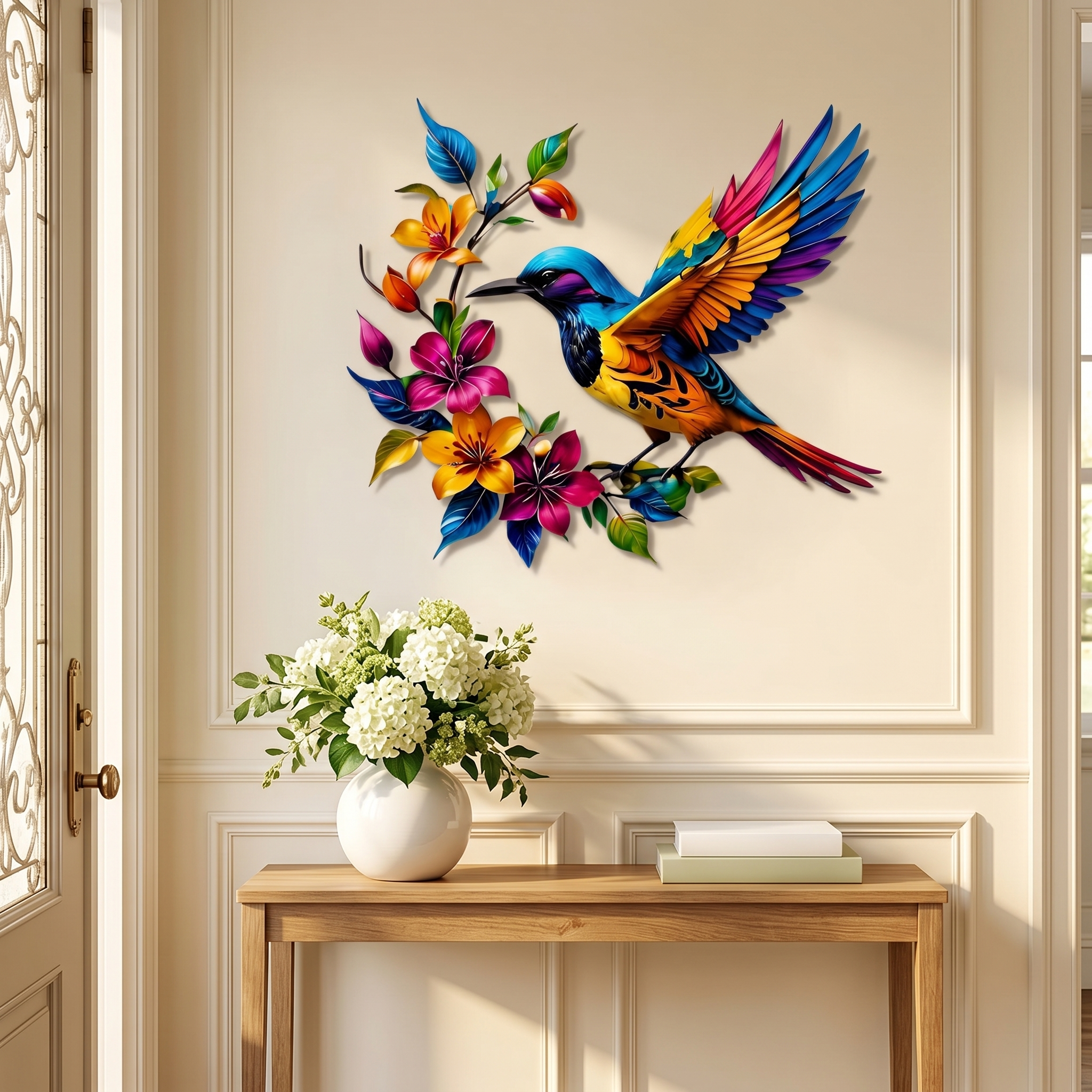 Bloomfinch – Hand-Painted Metal Hummingbird Wall Art