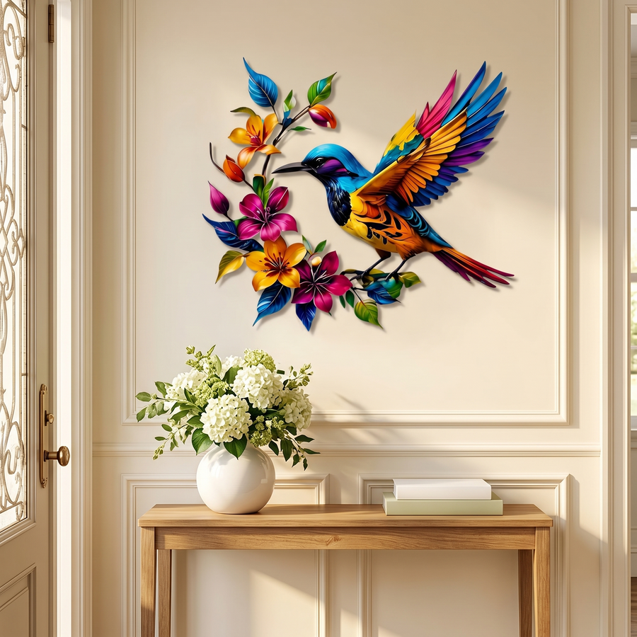Bloomfinch – Hand-Painted Metal Hummingbird Wall Art