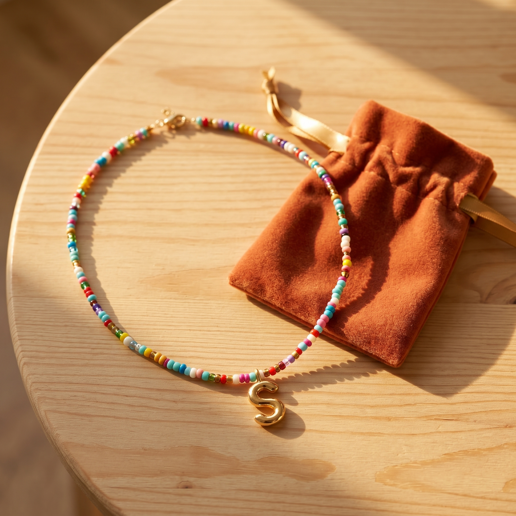 Liora – Colorful Beaded Initial Necklace