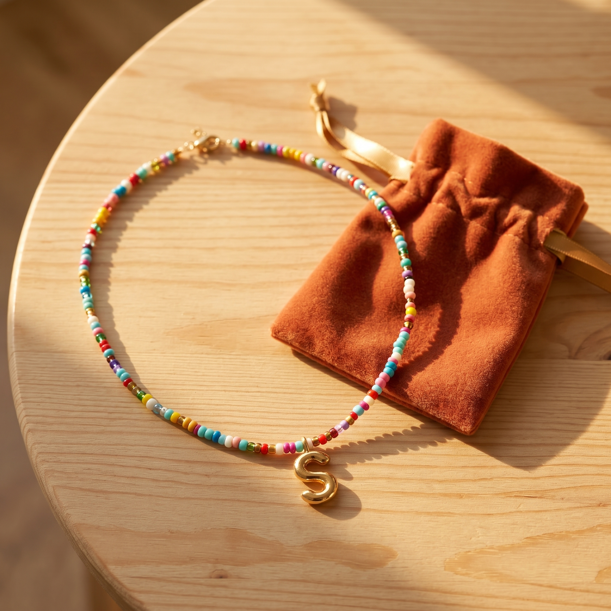 Liora – Colorful Beaded Initial Necklace