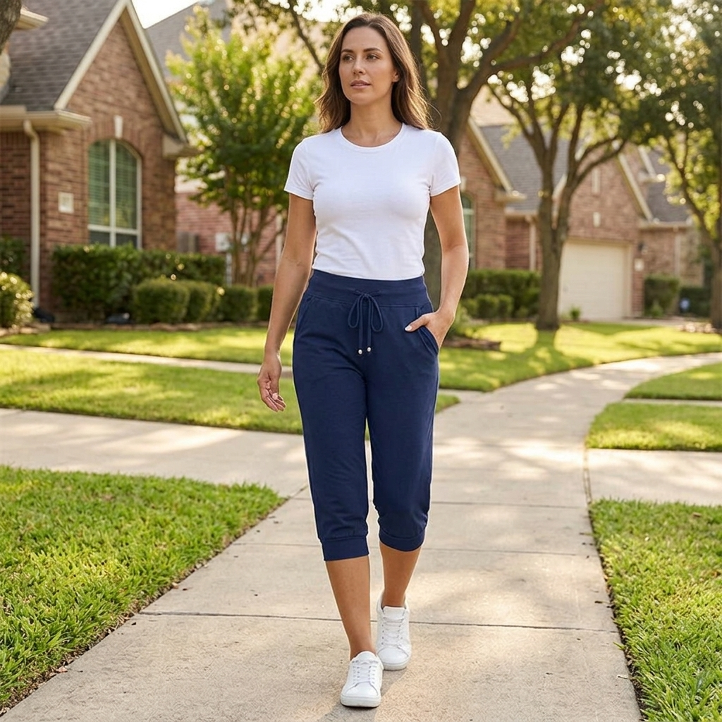 Lunara – Soft Cotton Drawstring Capri Joggers