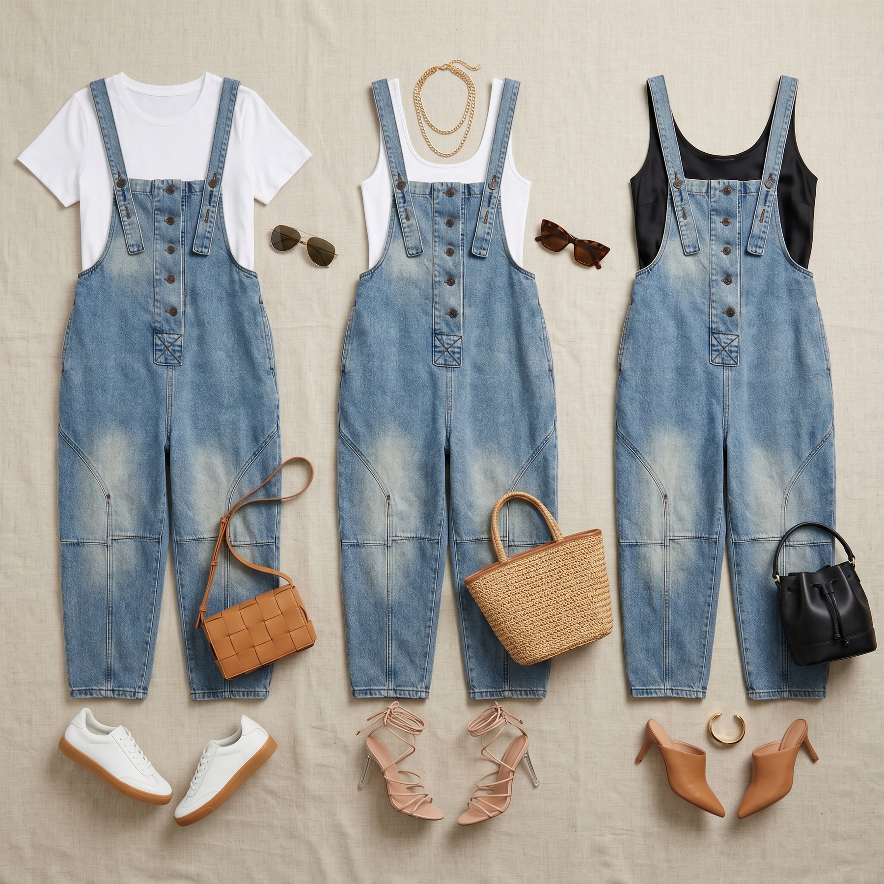 Curvella – Women's Button-Front Tapered Denim Overalls