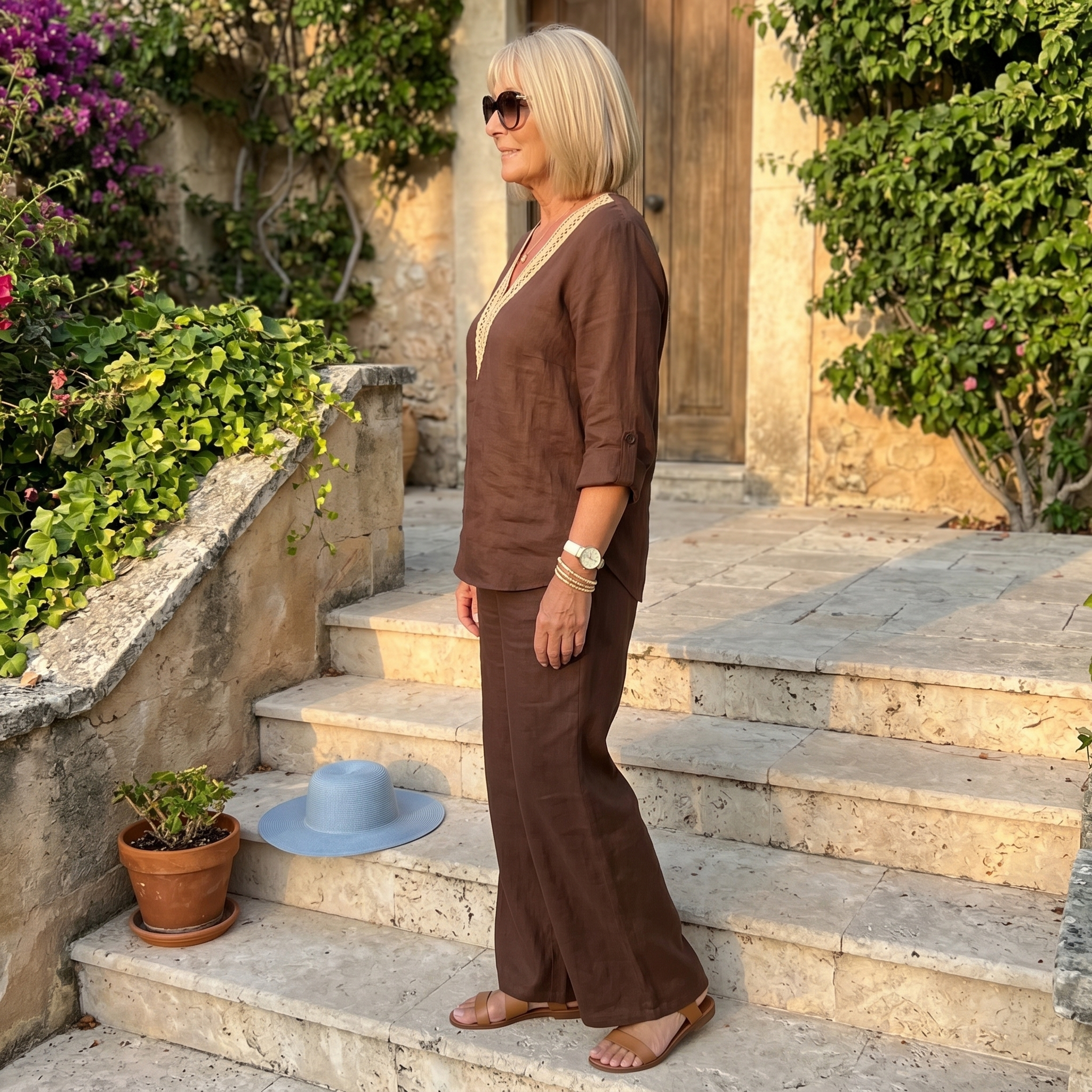 Linora – Women's Crochet V-Neck Two-Piece Set