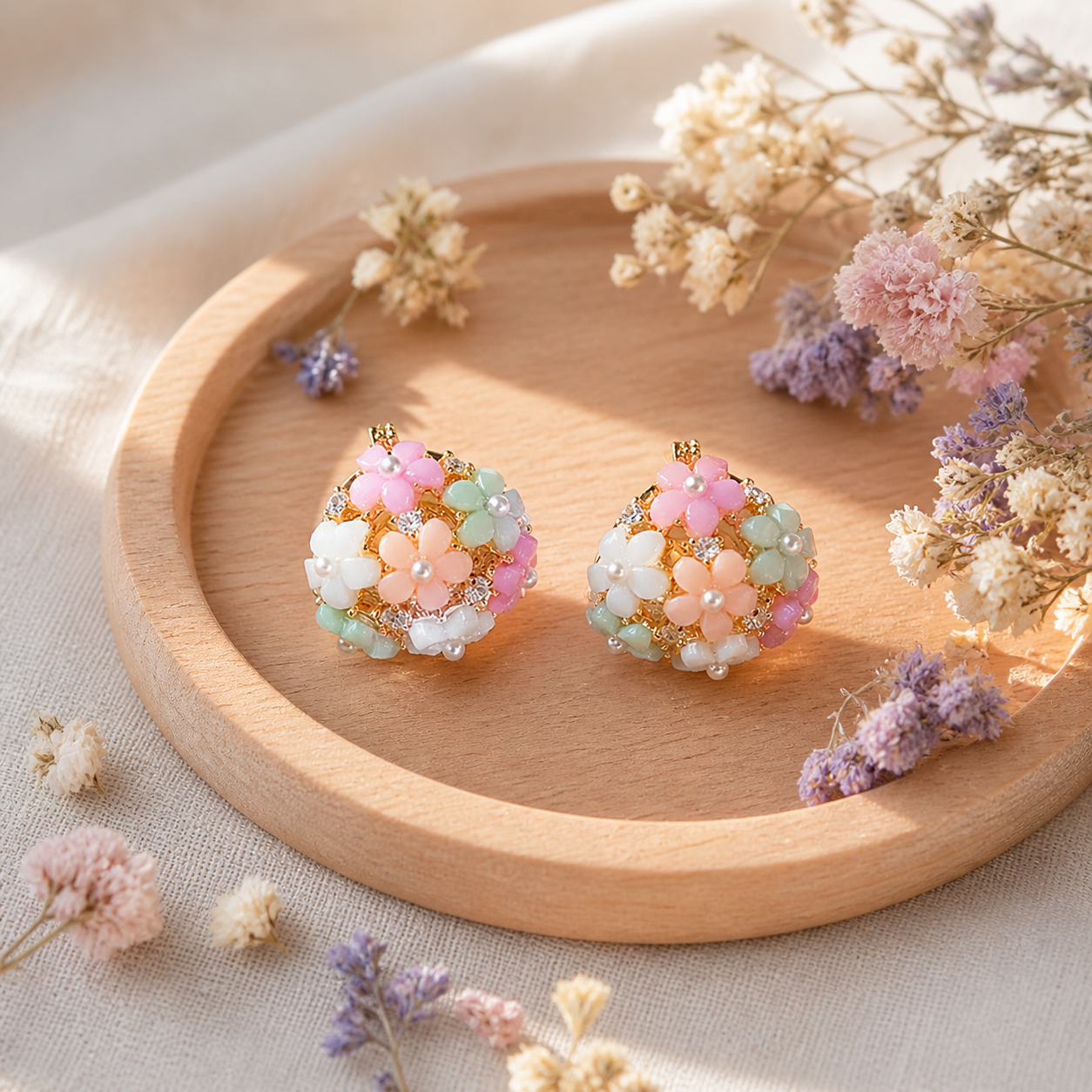 Florelle – Pastel Floral Cubic Zirconia Earrings