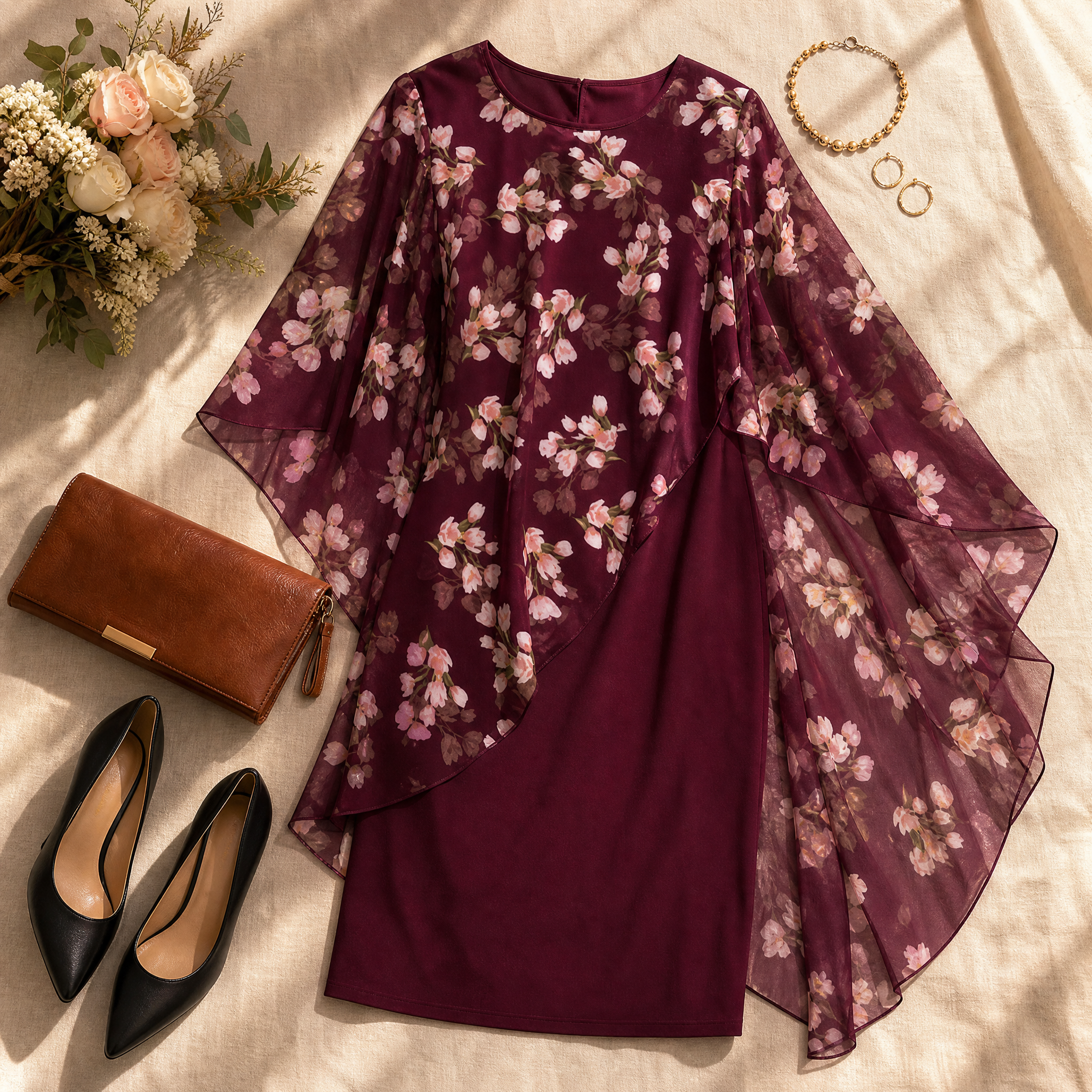 Florevia – Women's Elegant Overlay Sheath Dress