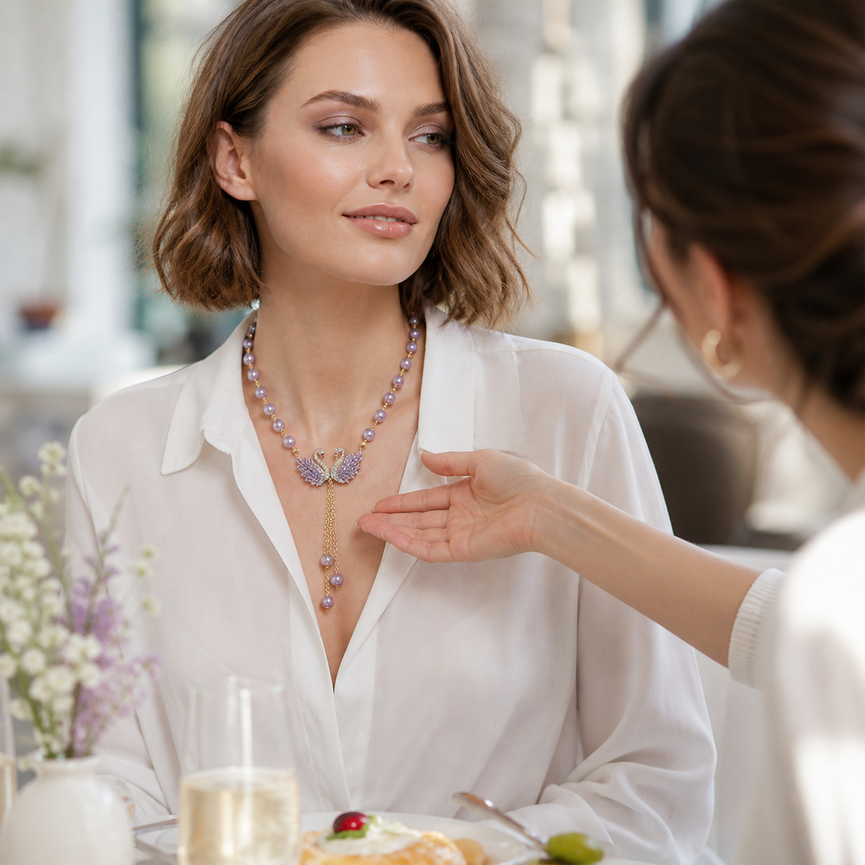 Lunabelle – Twin-Swan Pearl Tassel Necklace