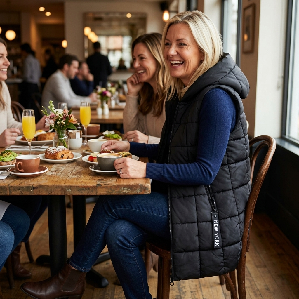 Covara – Long Quilted Puffer Vest with Hood