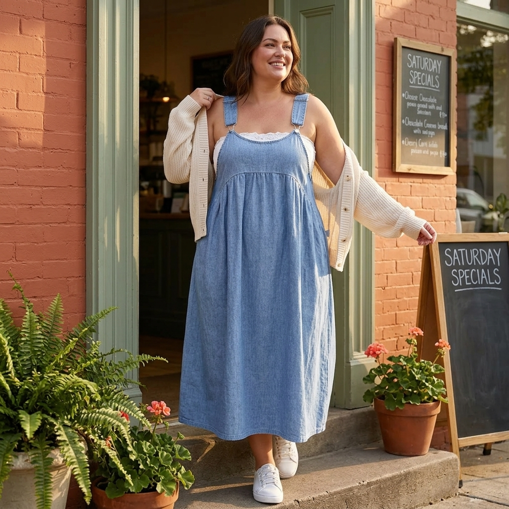 Dalena – Women's Relaxed Denim Suspender Dress with Pockets