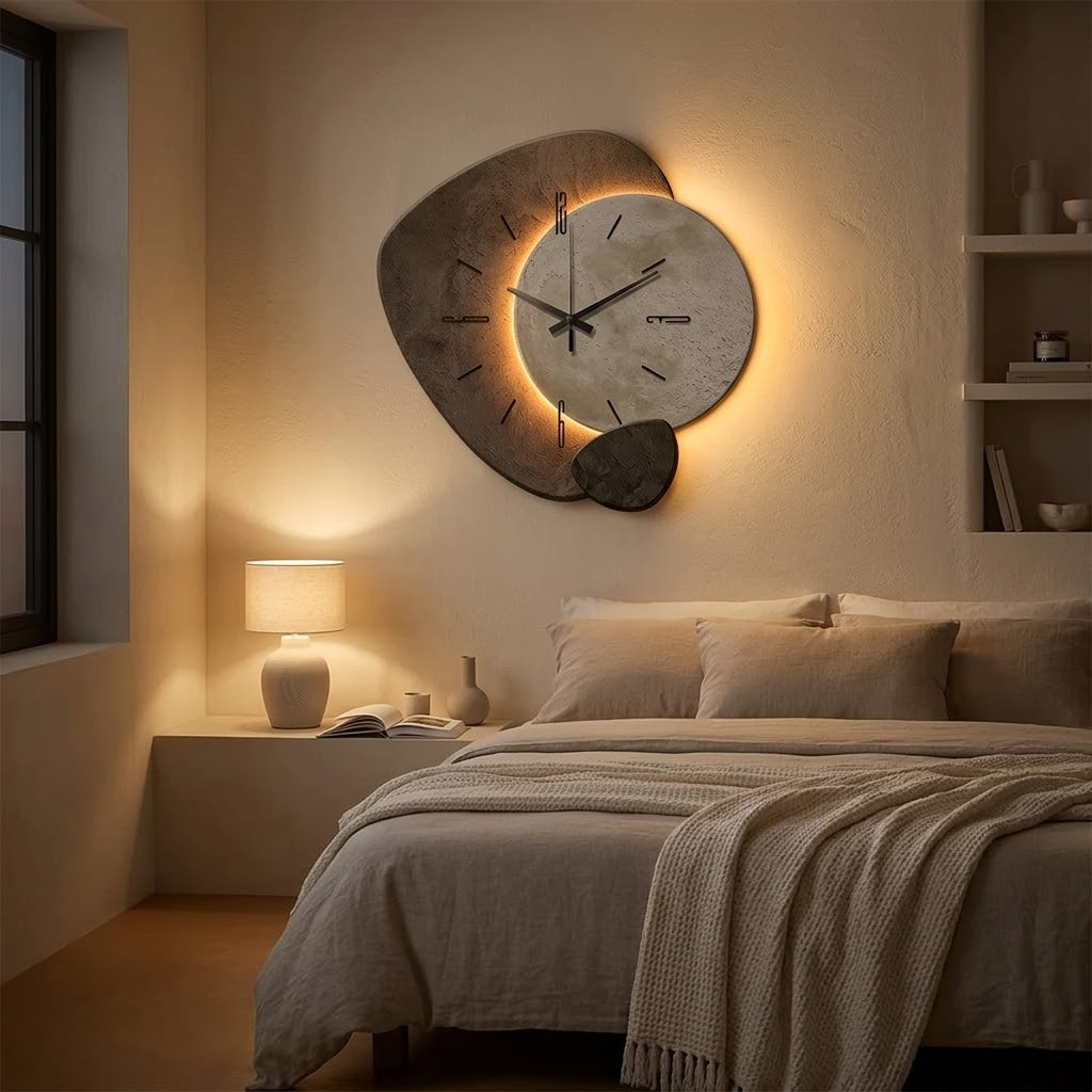 Lunara – Moon-Lit Wall Clock with Warm Backlight