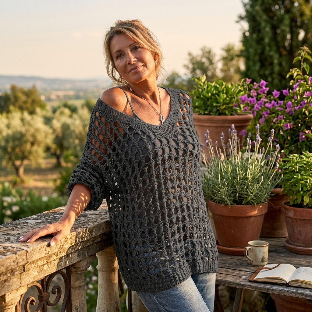 Covena – Women's breezy crochet knit layering top