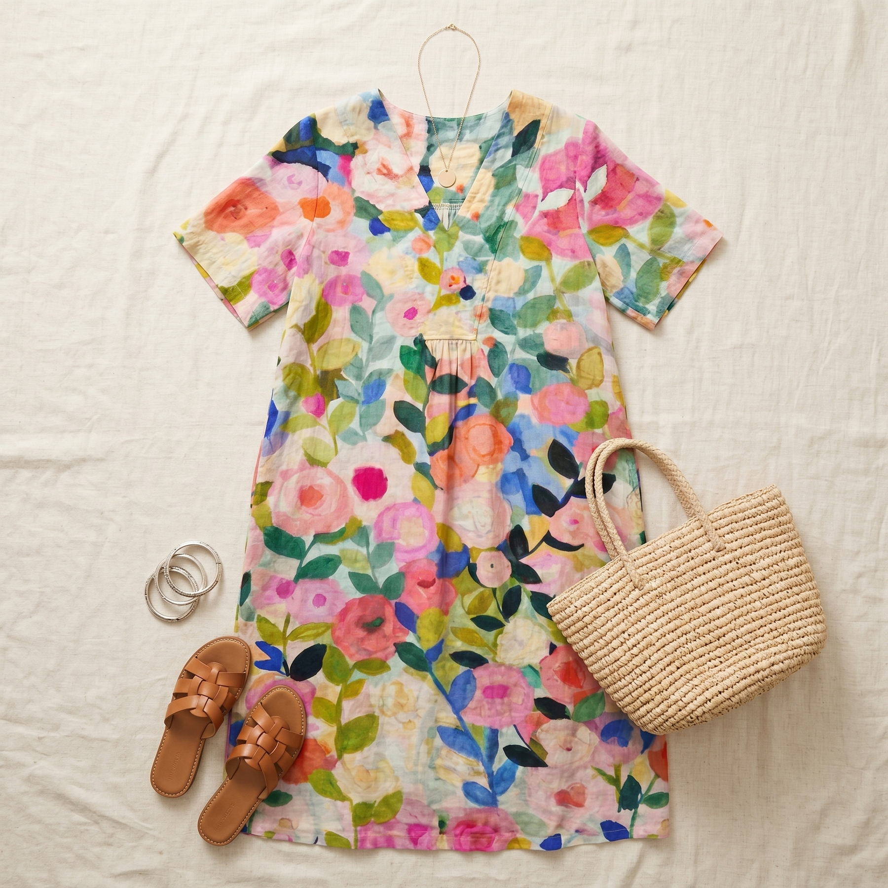 Florenza – Women's Painted Floral Plus-Size Midi Dress
