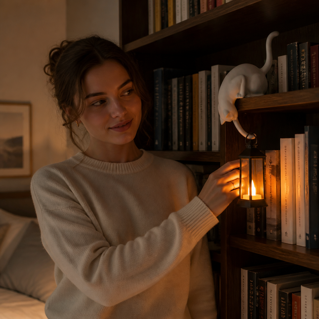 Ledgekit – Shelf-Edge Cat Figurine LED Lantern