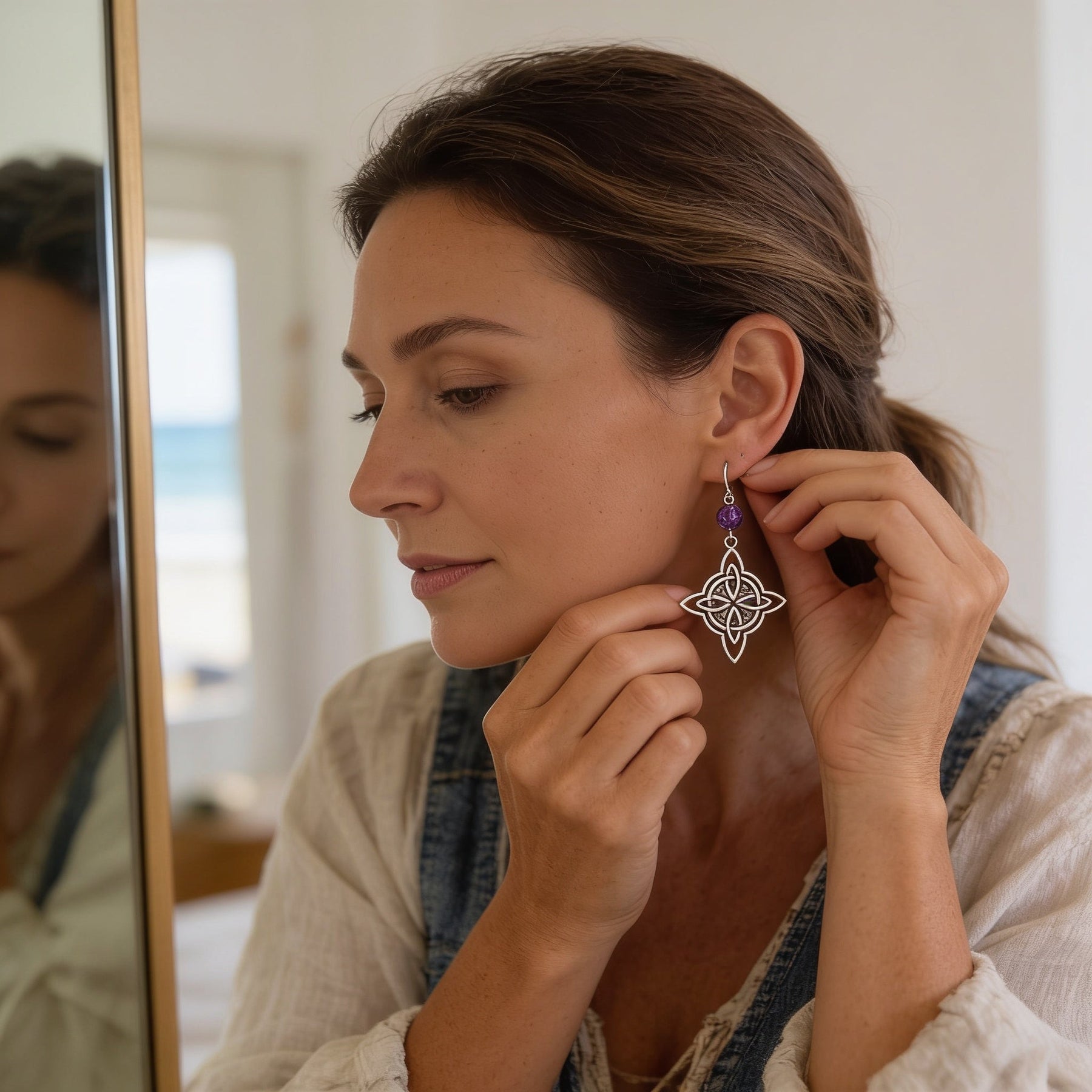 Lunavia – Celtic Knot Beaded Drop Earrings