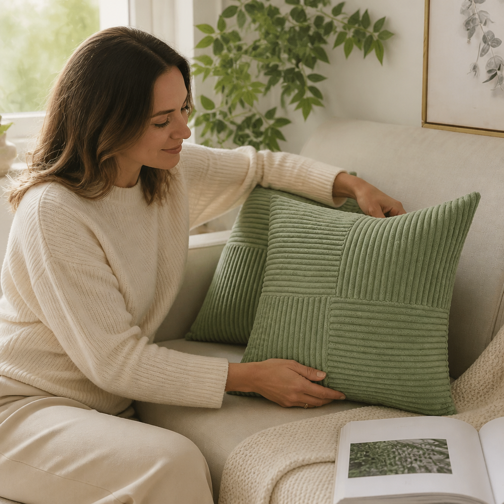 Corvella – Corduroy Cushion Cover That Matches The Photo