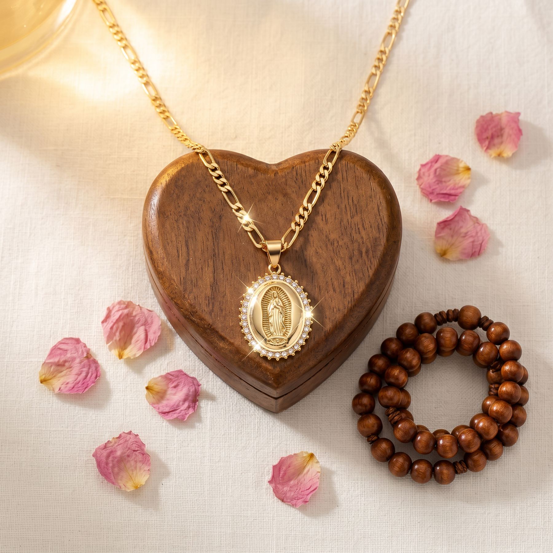 Aluminé – Virgen de Guadalupe Gold Medallion Necklace