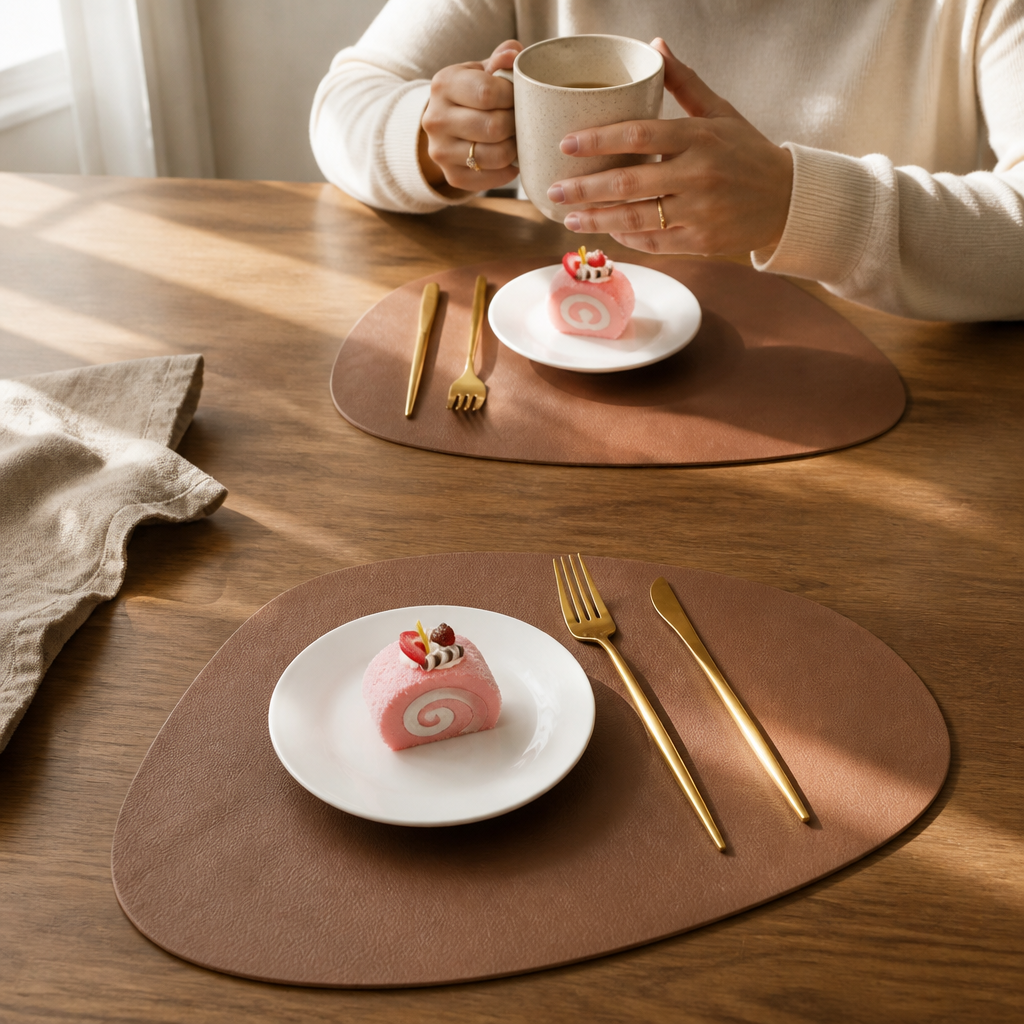 Dropelle – Reversible Water-Drop PU Leather Placemats (6-pack)